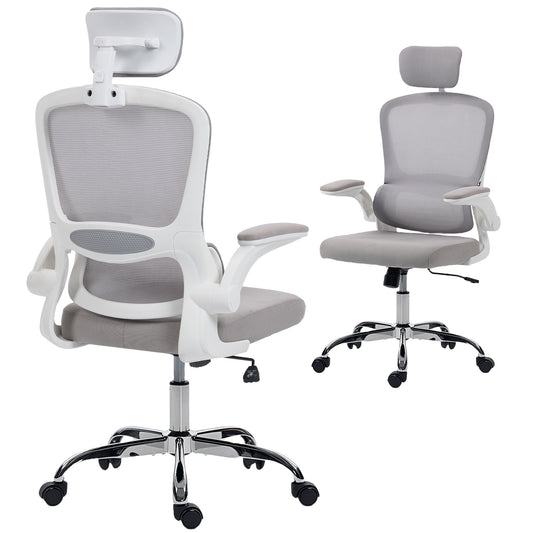 High Back Mesh Computer Desk Chair with Lumbar Support, Grey