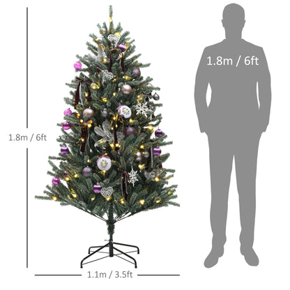 6ft Artificial Prelit Christmas Tree w/ LED Lights, Purple Ornaments