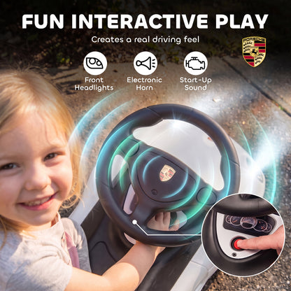 Ride on Car with Horn, Lights, Sound, Porsche Licensed, White