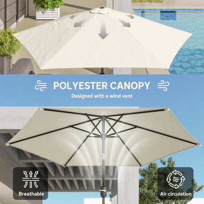 2.6M Garden Parasol Umbrella with Aluminium Pole, Tilt, Crank