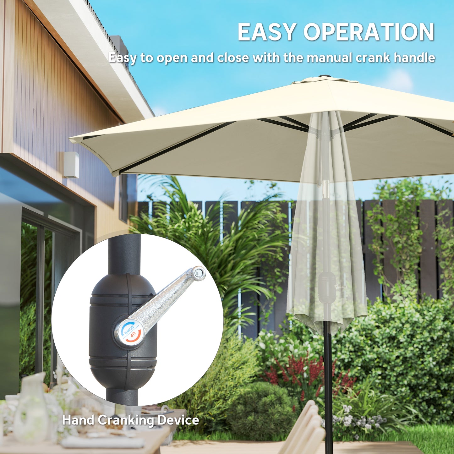 2.6M Garden Parasol Umbrella with Aluminium Pole, Tilt, Crank