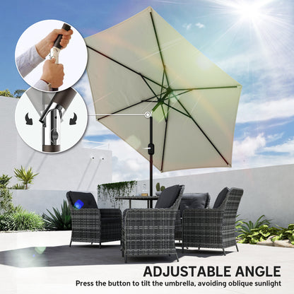 2.6M Garden Parasol Umbrella with Aluminium Pole, Tilt, Crank
