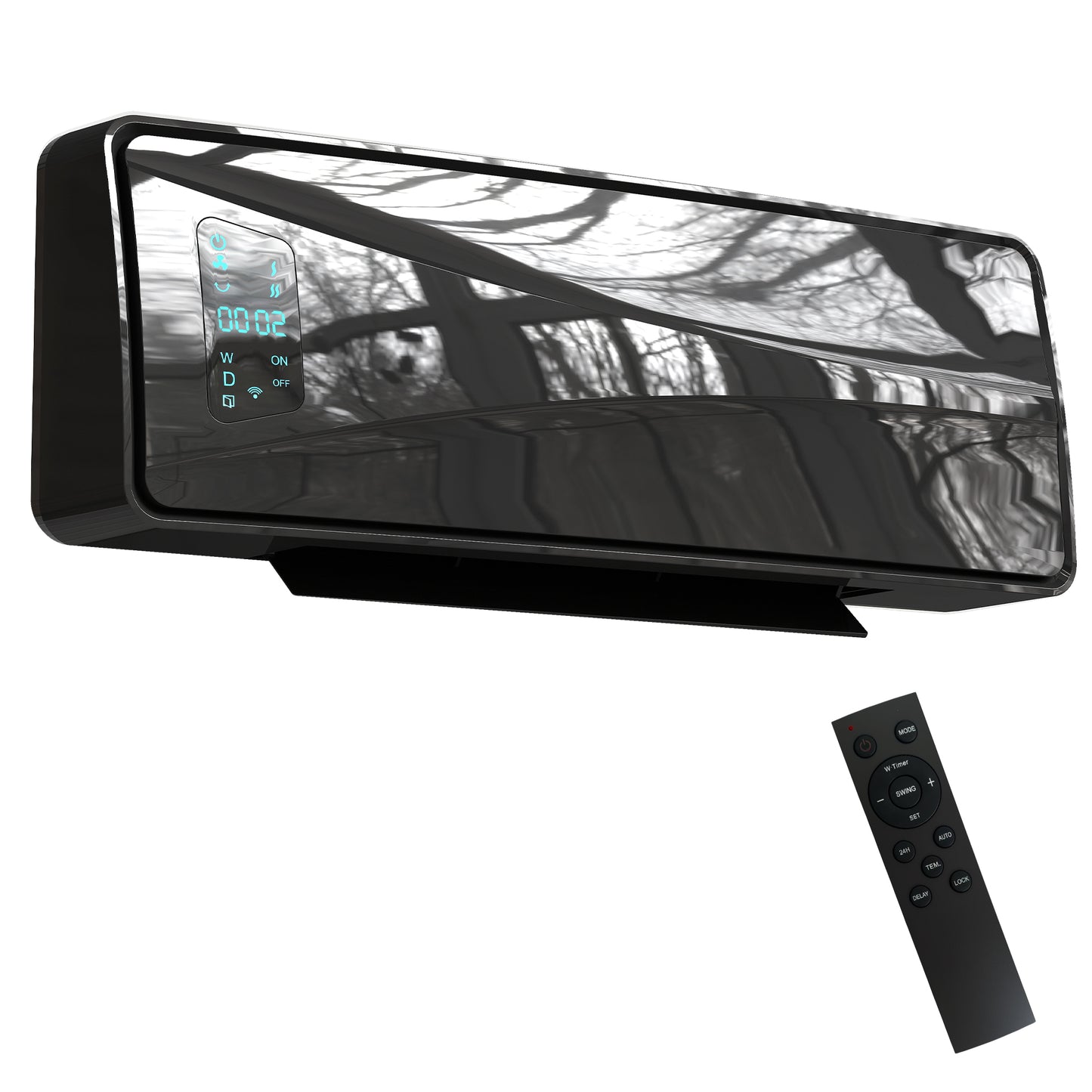 2000W Ceramic Electric Heater with Fan, Wall Heater, Black