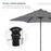 2m Patio Parasols Umbrellas, Outdoor Sun Shade with 6 Sturdy Ribs for Balcony, Bench, Garden, Grey