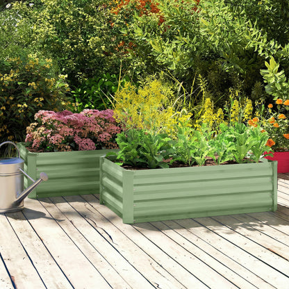 Set of 2 Raised Garden Bed Galvanised Planter Box, Light Green