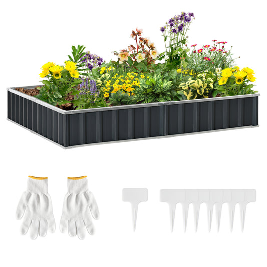 Metal Raised Garden Bed No Bottom DIY Large Planter Box w/ Gloves