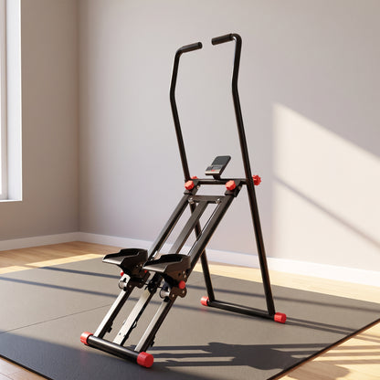 Stair Stepper for Home Gym with 3 Resistances, Foldable Vertical Stair Climber Workout Machine with Adjustable Handlebar, LCD Monitor, Phone Holder for Full Body Exercise, Max Load 150 kg