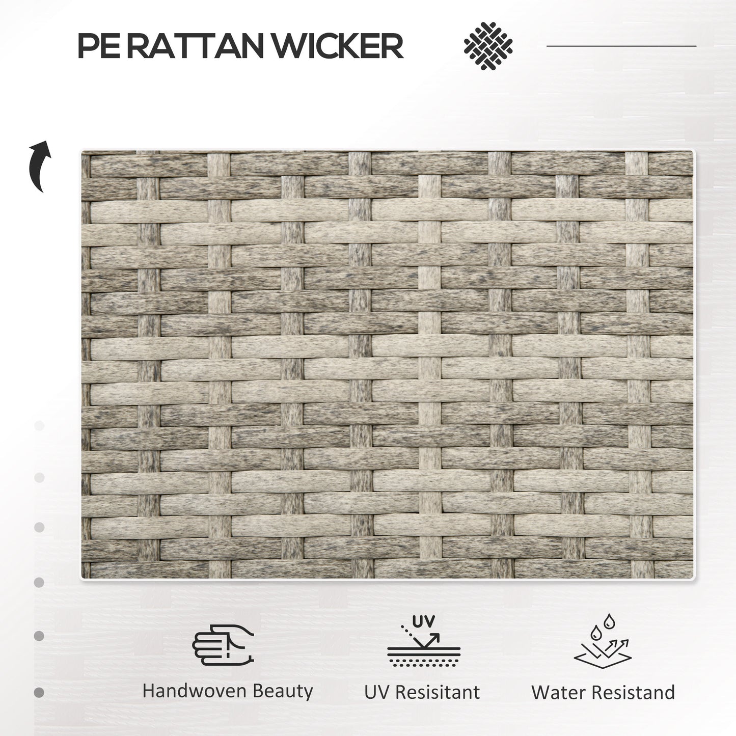 Two-Seat Rattan Chair, with Middle Table - Mixed Grey