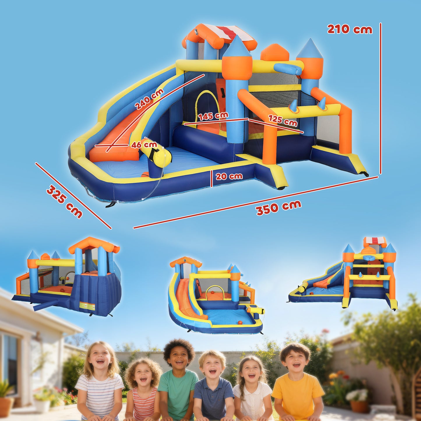 Inflatable Bounce House with Slide Pool/Ball Pit for Outdoor