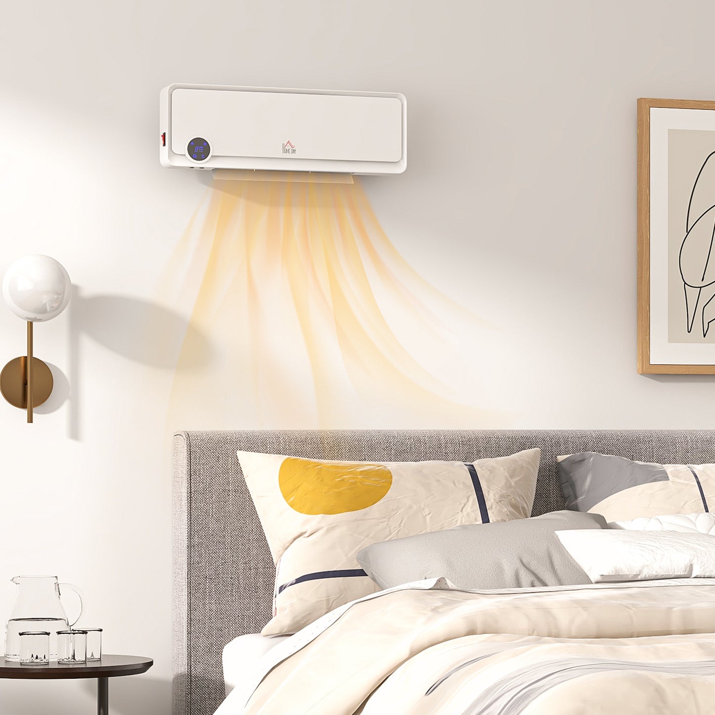 1000W/2000W Wall Downflow Heater Adjustable Temperature w/ Timer