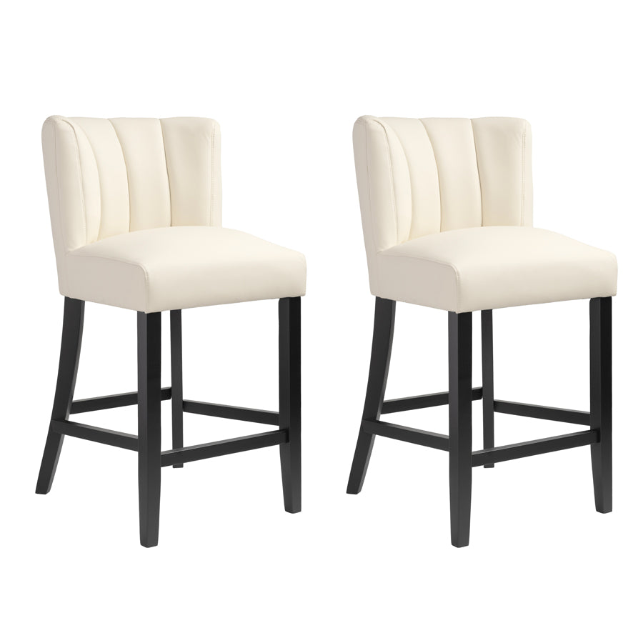 Set of 2 Hatfield counter stools - Cream faux leather