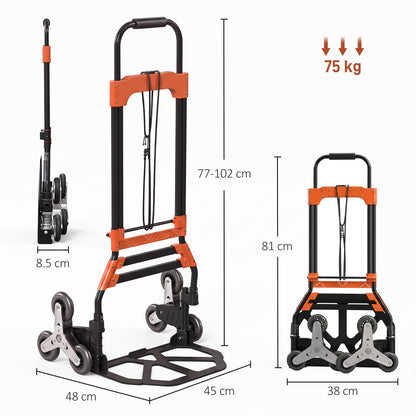 Heavy Duty Foldable Trolley on Wheels, Black and Orange