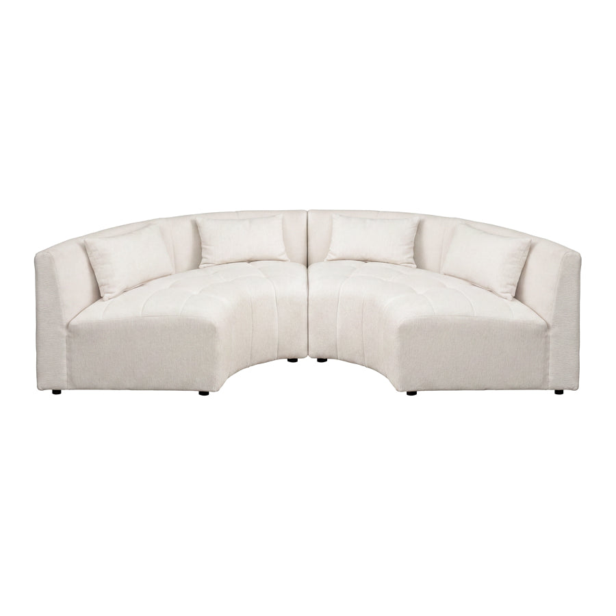 Essen 2 x Curved Corner Sofa Ivory Chenille