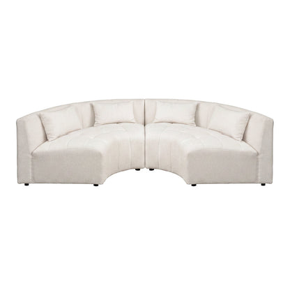Essen 2 x Curved Corner Sofa Ivory Chenille