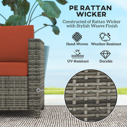 Rattan Wicker 2-seat Sofa Loveseat Padded Garden Furniture Grey