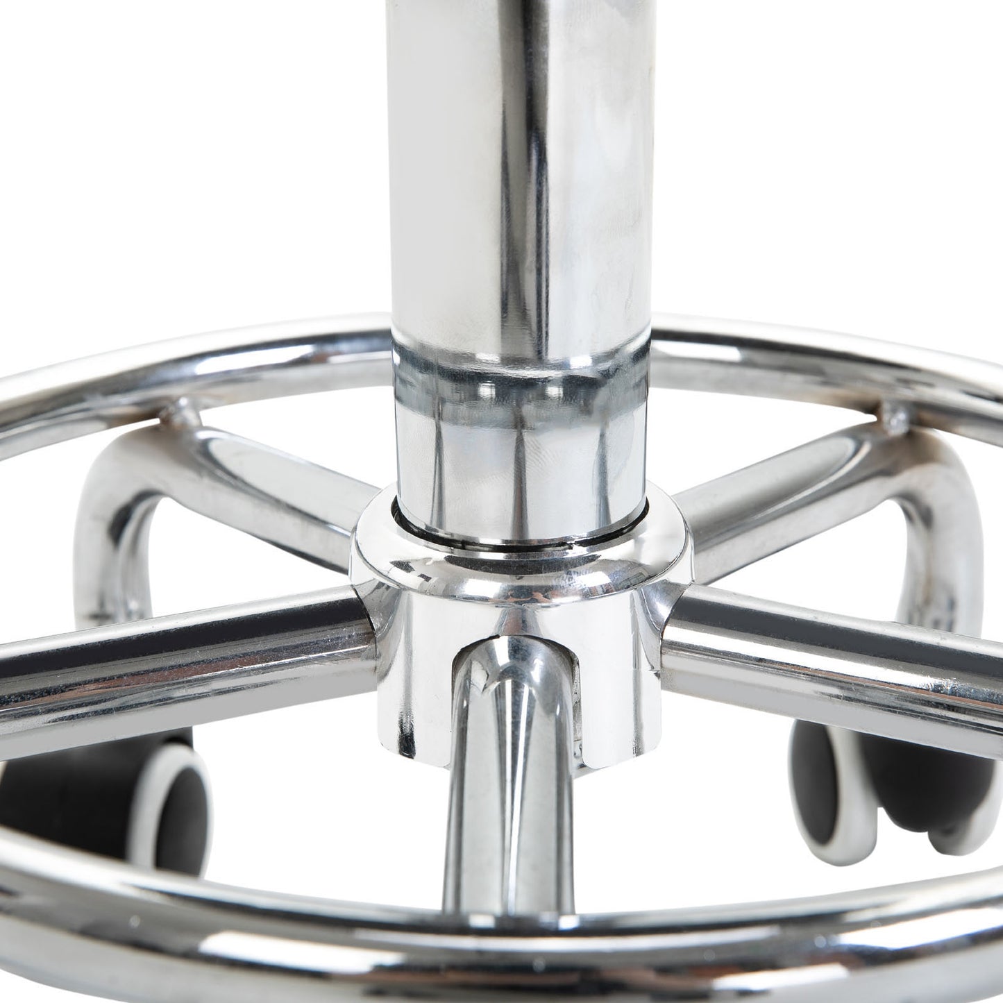 Round PU leather Salon Beautician Stool Adjustable Height w/ Footrest