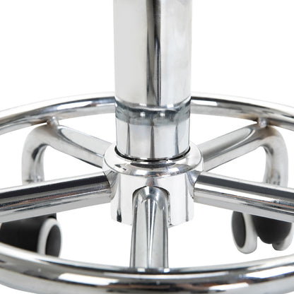 Round PU leather Salon Beautician Stool Adjustable Height w/ Footrest