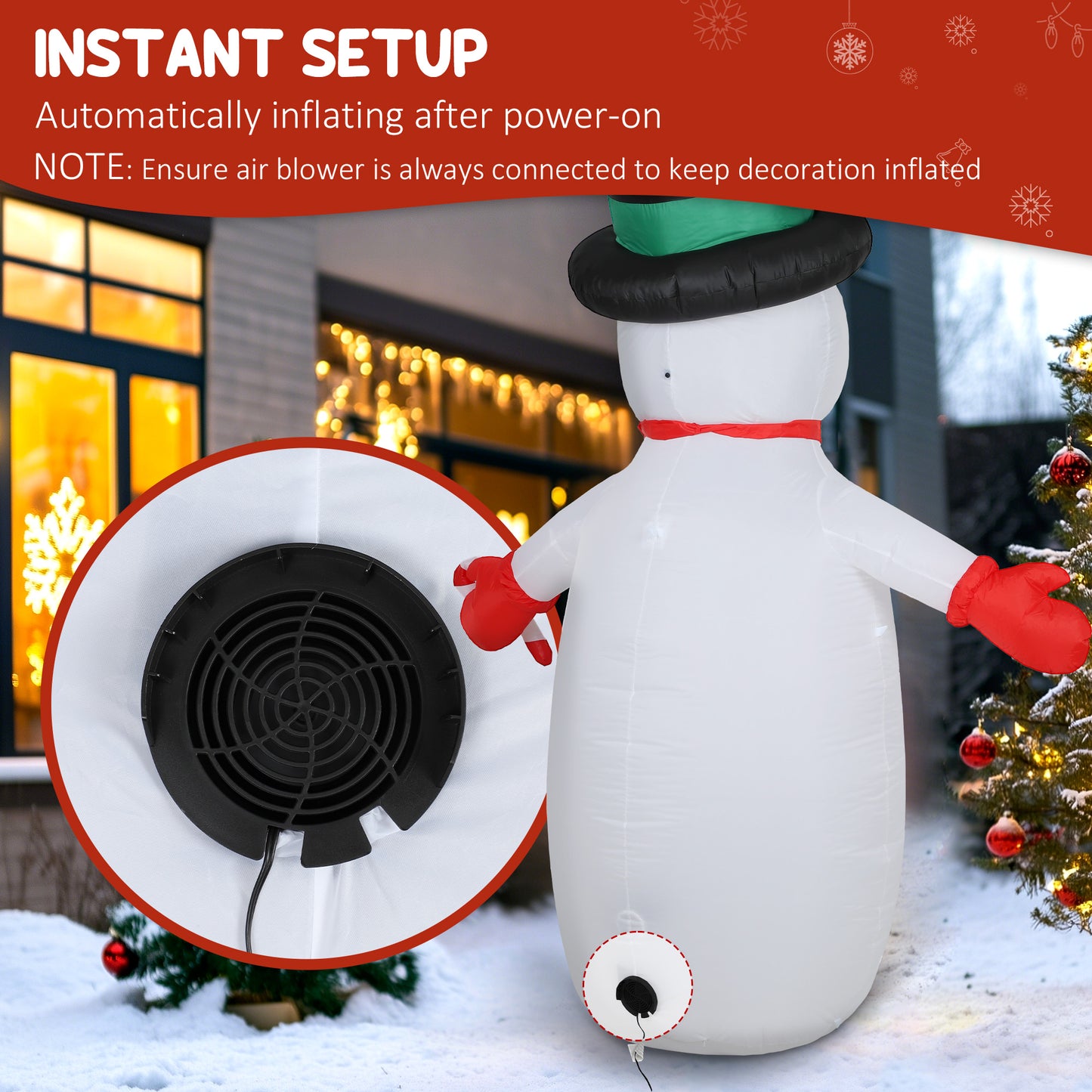 Blow Up Christmas Inflatable Snowman for Indoor Outdoor Home Decor