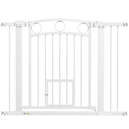 Stair Gate with Cat Door, Adjustable Width 76-104cm & 77cm Tall