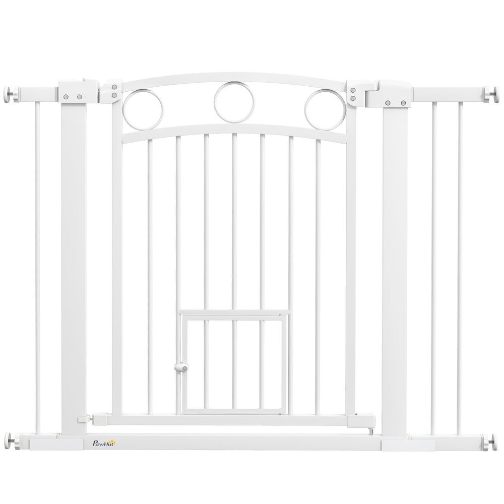 Stair Gate with Cat Door, Adjustable Width 76-104cm & 77cm Tall