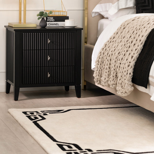 Heidi Black Bedside Table Brass/Silver
