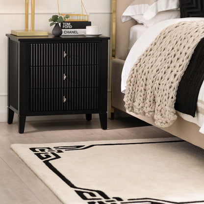 Heidi Black Bedside Table Brass/Silver