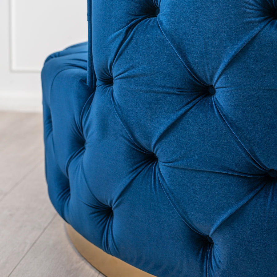 Frankfurt Loveseat - Navy Blue - Brass Base