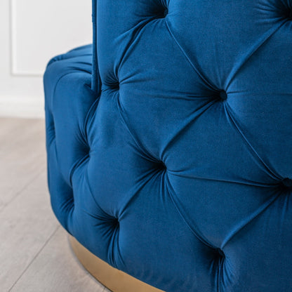 Frankfurt Loveseat - Navy Blue - Brass Base