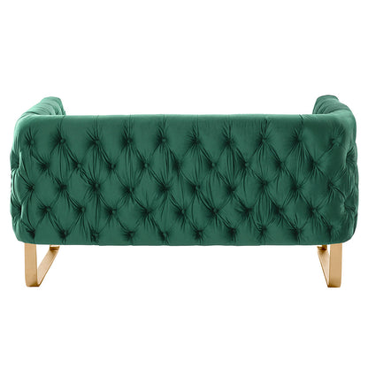 Grosvenor Two Seat Sofa - Bottle Green - Brushed Brass