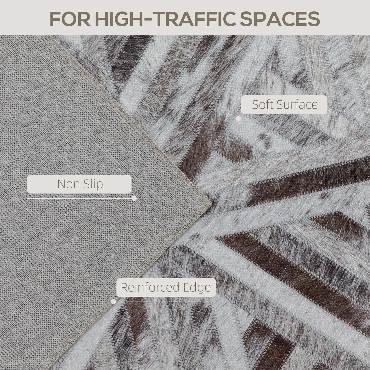 Non-Slip Washable Rug, Chenille Floor Carpet for Living Room, Brown