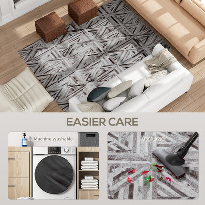 Non-Slip Washable Rug, Chenille Floor Carpet for Living Room, Brown