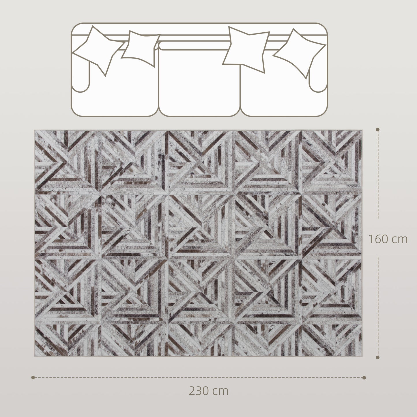 Non-Slip Washable Rug, Chenille Floor Carpet for Living Room, Brown