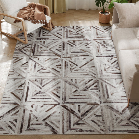 Non-Slip Washable Rug, Chenille Floor Carpet for Living Room, Brown