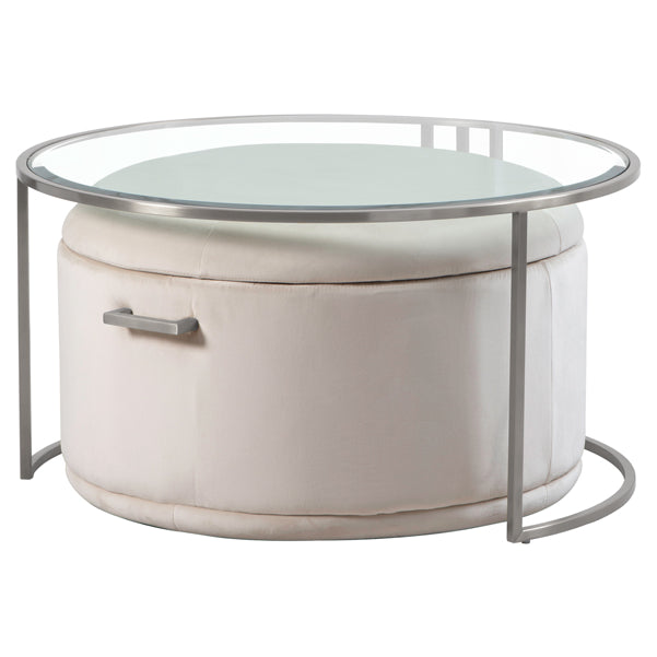 Aria Silver Coffee Table and Storage Ottoman Chalk - Set
