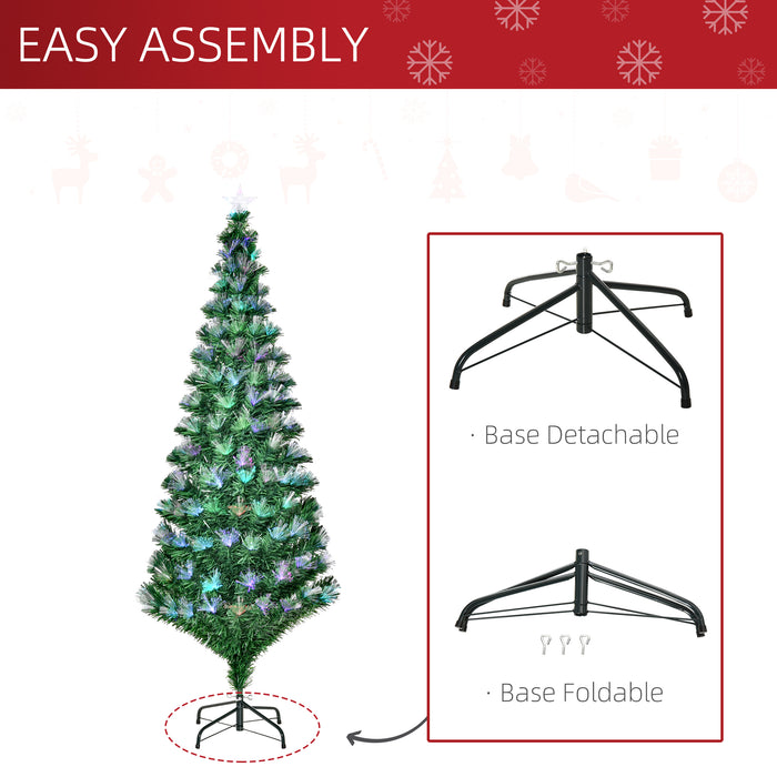 6FT Multicoloured Artificial Christmas Tree w/ Pre-Lit Modes Metal Stand