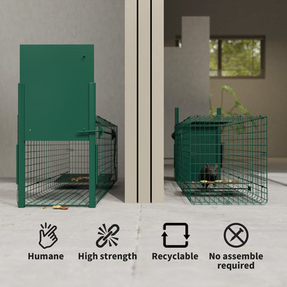 Single Door Humane Rat Trap for Small Animals, Dark Green