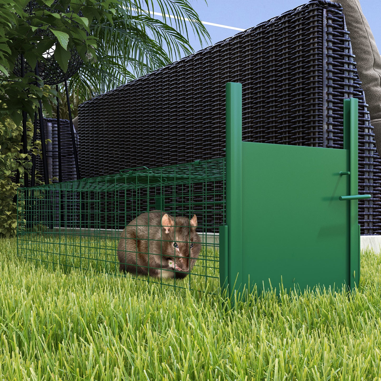Single Door Humane Rat Trap for Small Animals, Dark Green