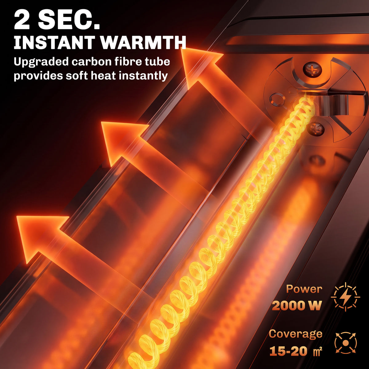 2000 W Electric Infrared Patio Heater, IP65 Garden Heater, Black