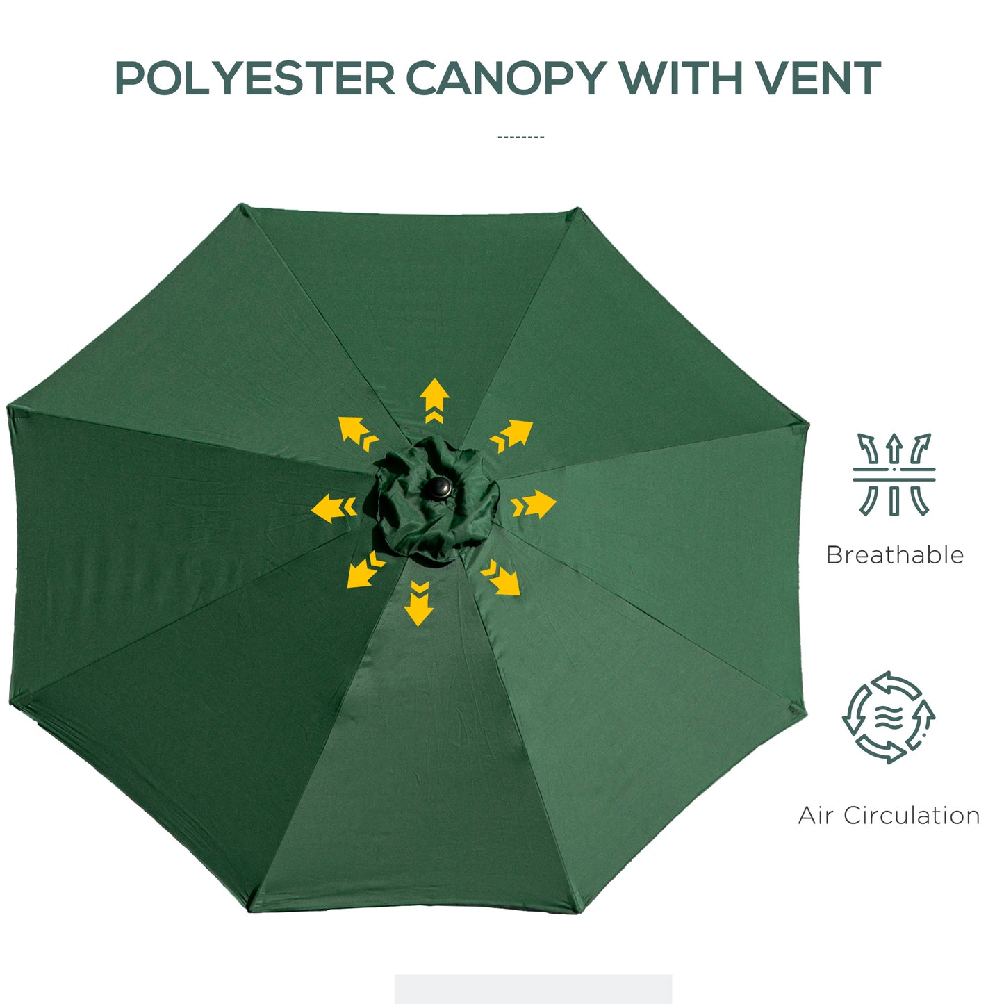 3(m) Patio Umbrella Outdoor Sunshade Canopy w/ Tilt & Crank Green