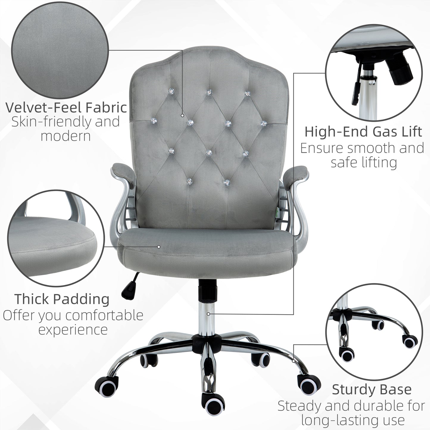 Home Office Chair with Adjustable Height Tilt Function Grey