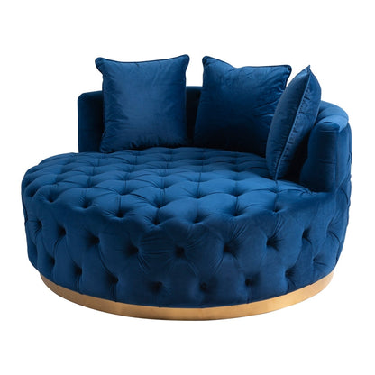 Frankfurt Loveseat - Navy Blue - Brass Base