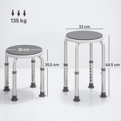 360 Degree Swivel Shower Stool with Non-Slip Feet for Disabled, Grey