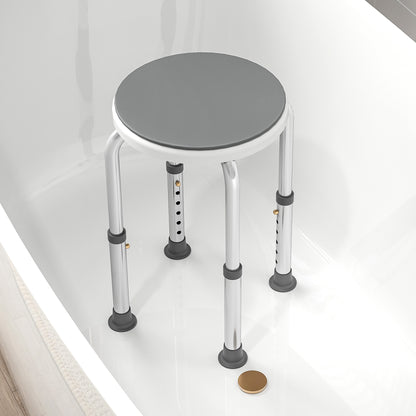 360 Degree Swivel Shower Stool with Non-Slip Feet for Disabled, Grey