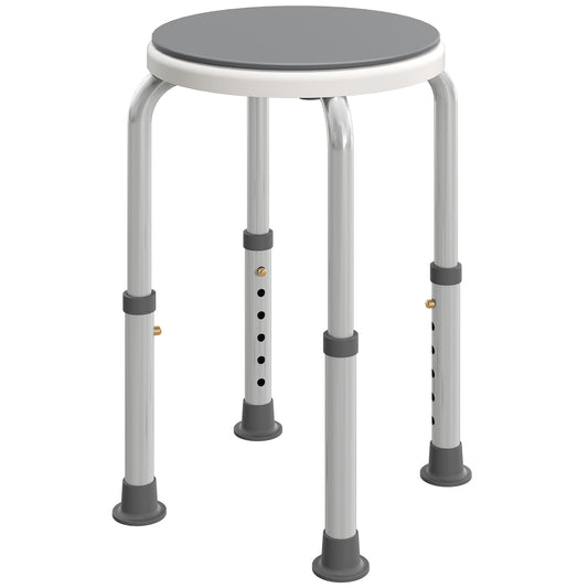360 Degree Swivel Shower Stool with Non-Slip Feet for Disabled, Grey