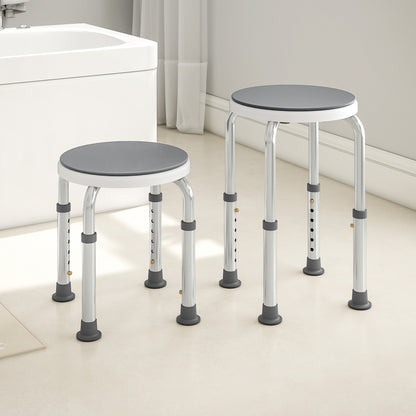 360 Degree Swivel Shower Stool with Non-Slip Feet for Disabled, Grey