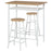 Bar Table Set, Bar Set-1 Bar Table and 2 Stools with Metal Frame Footrest and Storage Shelf for Kitchen, Dining Room, Pub, Cafe, White and Oak