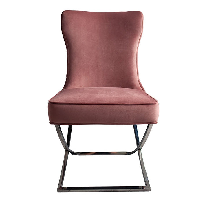 Wexler Dining Chair  Blush Pink -Silver Base