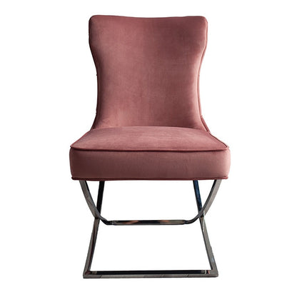 Wexler Dining Chair  Blush Pink -Silver Base