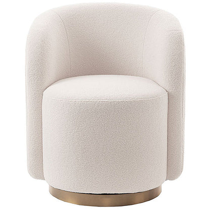 West End Swivel Dining Chair - Ivory Borg- Brass Base