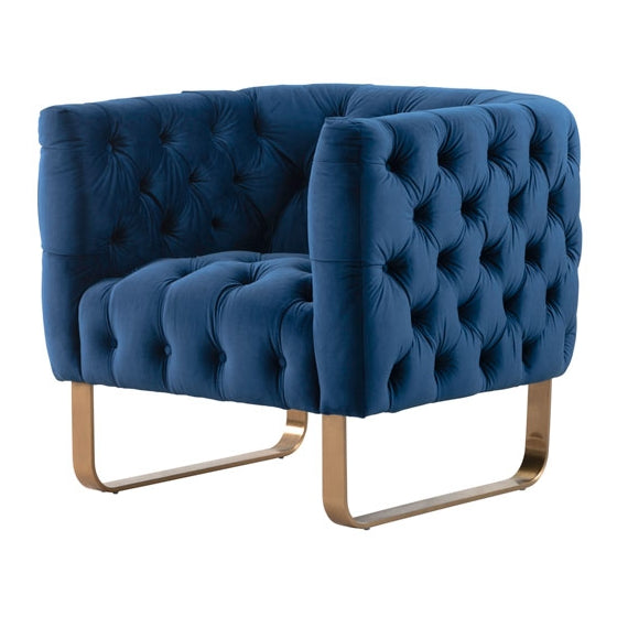 Grosvenor Armchair - Navy Blue - Brushed Brass